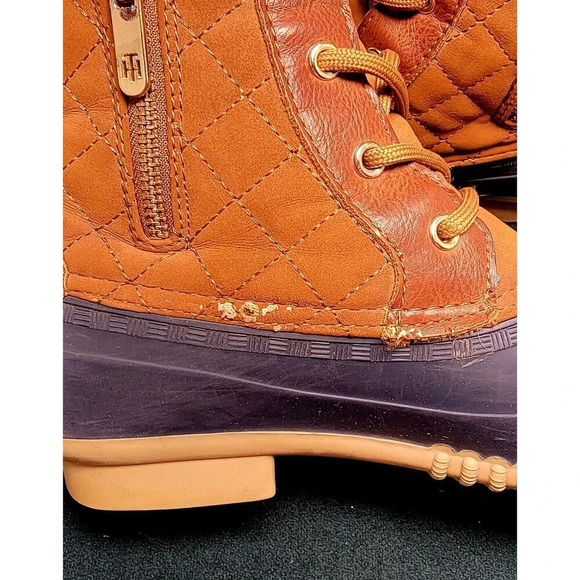 Tommy Hilfiger Rain Snow Duck Boots Size Blue Tan Women's 8M - Picture 9 of 10